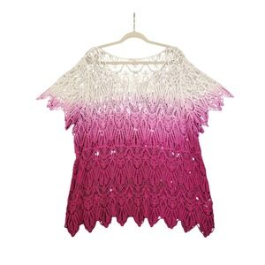 Cato‎ Womens Ombre Crochet Lace Tunic Top Plus Size 22/24 Pink Ombre